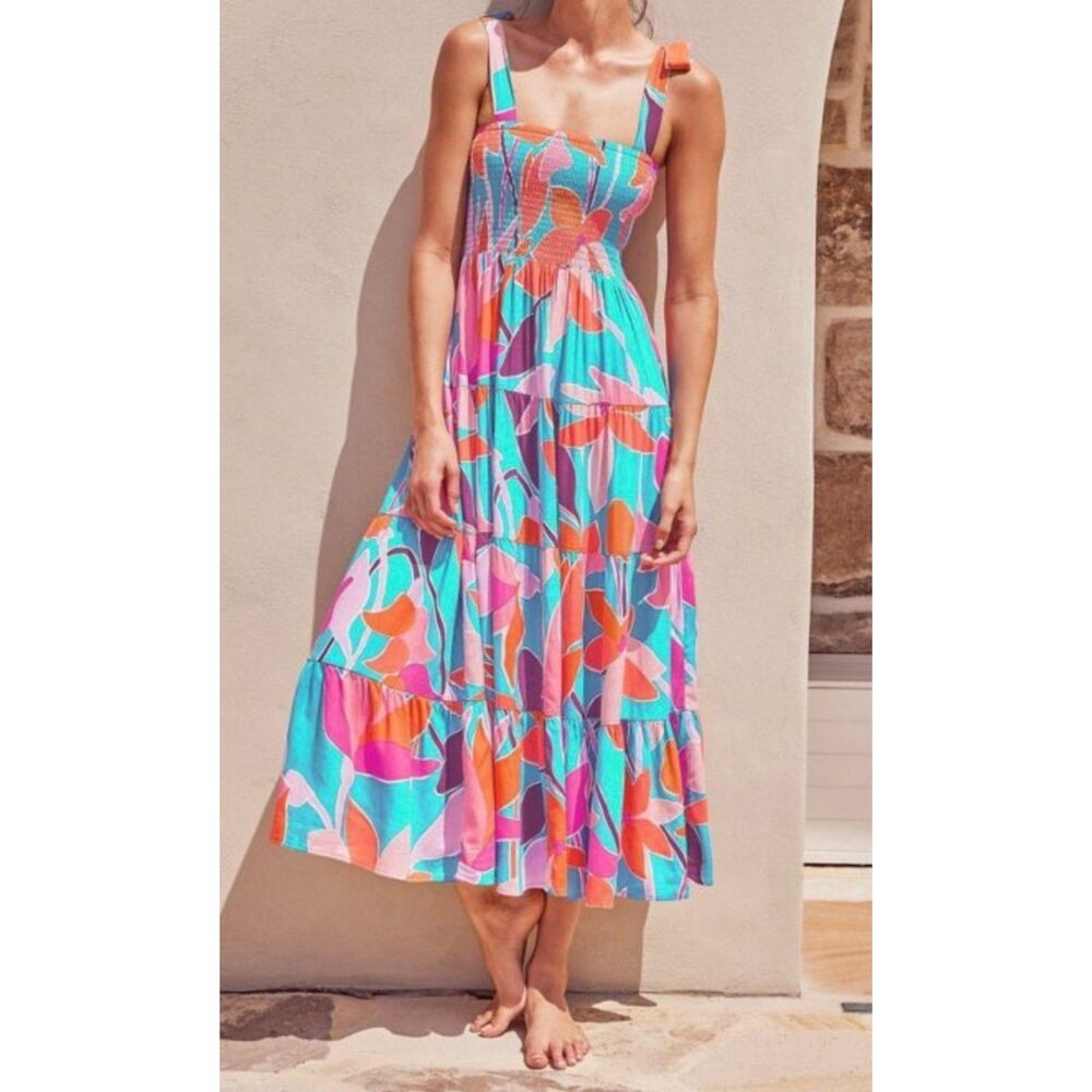 Women’s Floral Suspender Maxi Dress Sleeveless High Waist Size XL NWT